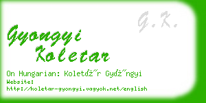 gyongyi koletar business card